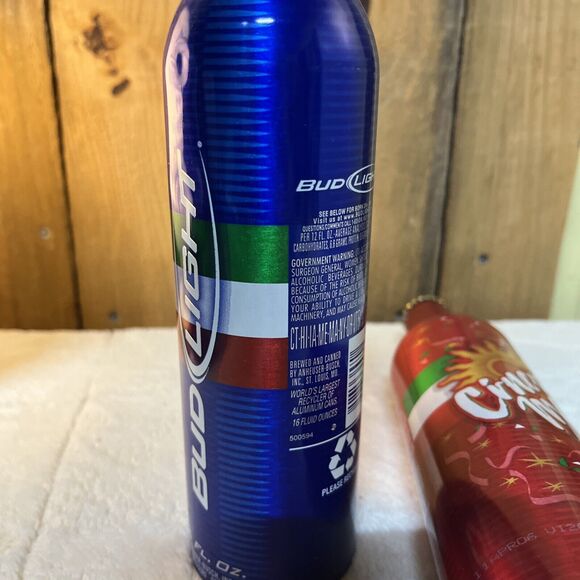 Lot of 2 Cinco de Mayo Aluminum Bottles Bud Light Blue Budweiser Red - Picture 8 of 10